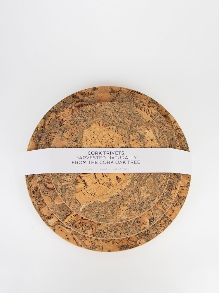 Liga Natural Cork Round Trivet Set - Image 2 of 4