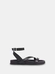 Whistles Black Asymmetric Strappy Gaia Sandals - Image 1 of 4