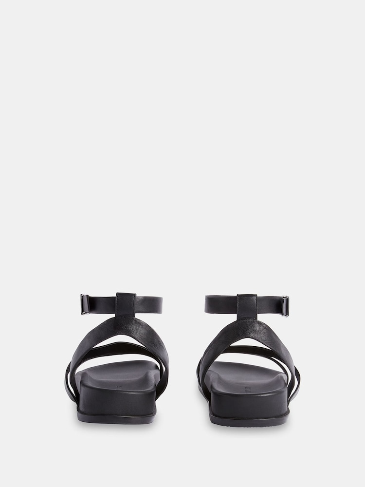 Whistles Black Asymmetric Strappy Gaia Sandals - Image 2 of 4
