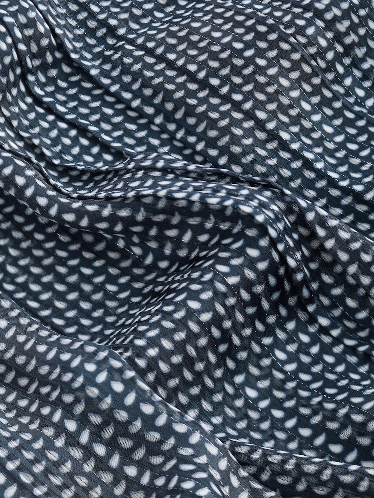 Navy Spot Long Sleeve Collared Satin Shirt - Image 7 of 7