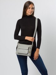 Gris - Bolso de hombro de cuero Tindall de Pure Luxuries London - Imagen 1 de 5