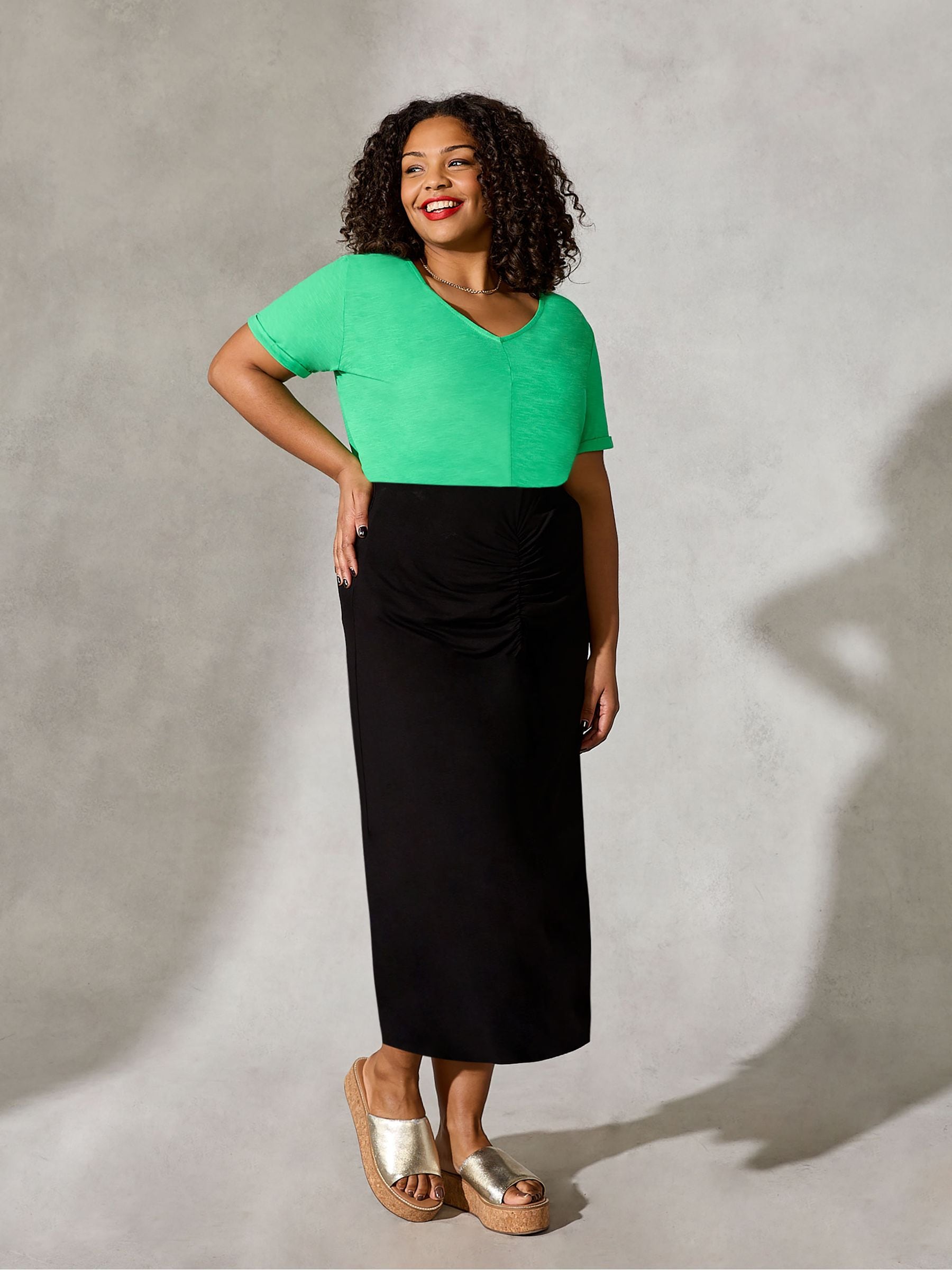 Buy Live Unlimited Curve Ruched Front Jersey Black Skirt from Next Luxembourg