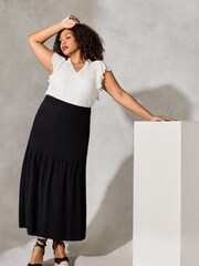 Live Unlimited Curve Black Tiered Midi Skirt - Image 1 of 3