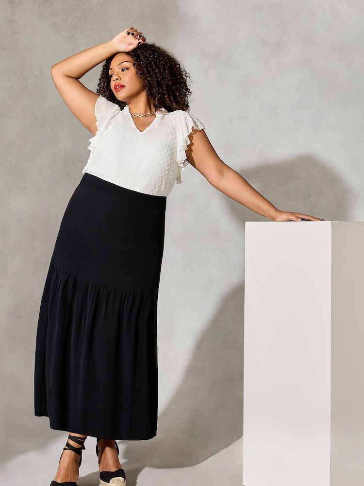 Live Unlimited Curve Black Tiered Midi Skirt - Image 1 of 3