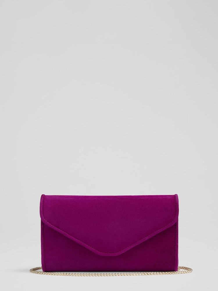 Royal Ascot x LKB Dominica Magenta Suede Clutch Bag - Image 1 of 4
