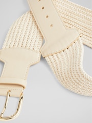 LK Bennett Natural Eliana Woven 100% Cotton And Leather Wide Belt - Image 2 of 3
