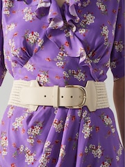 LK Bennett Natural Eliana Woven 100% Cotton And Leather Wide Belt - Image 3 of 3