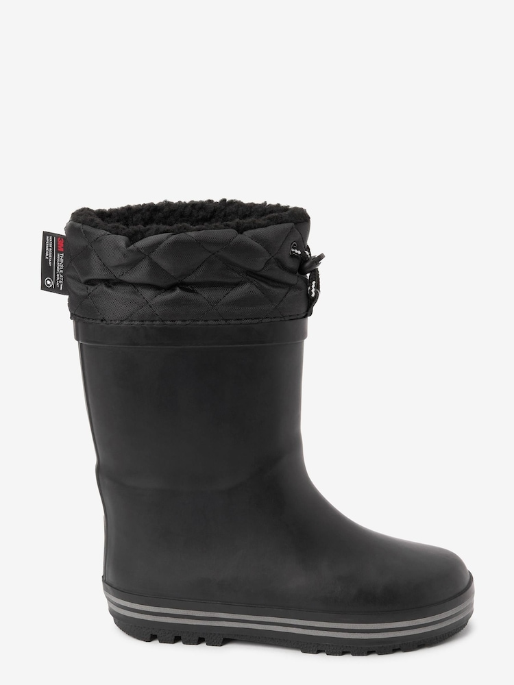 Black Thinsulate™ Warm Lined Cuff Wellies - Image 1 of 5