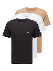 BOSS Black/White/Tan T-Shirts 3 Pack - Image 1 of 5