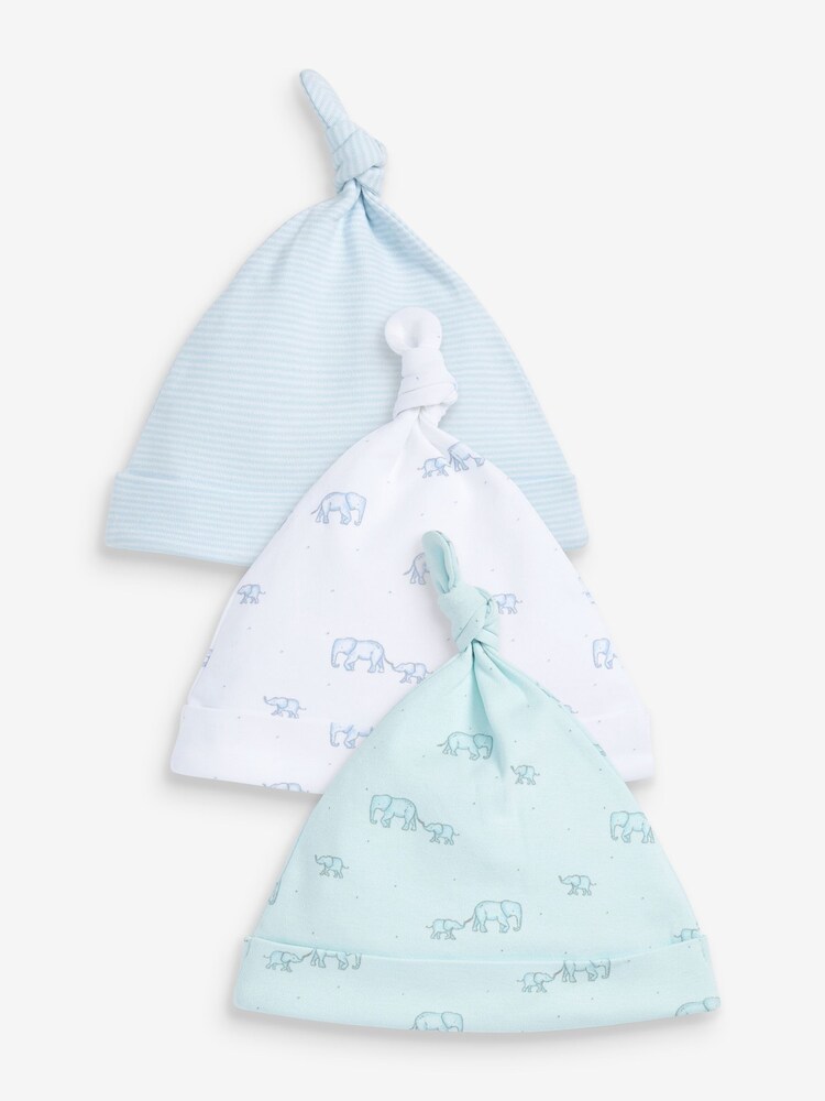 Blauer Elefant - Baby-Bindemützen, 3er-Pack (0–18Monate) - Bild 1 von 5 Blauer Elefant - Baby-Bindemützen, 3er-Pack (0–18Monate) - Bild 1 von 5