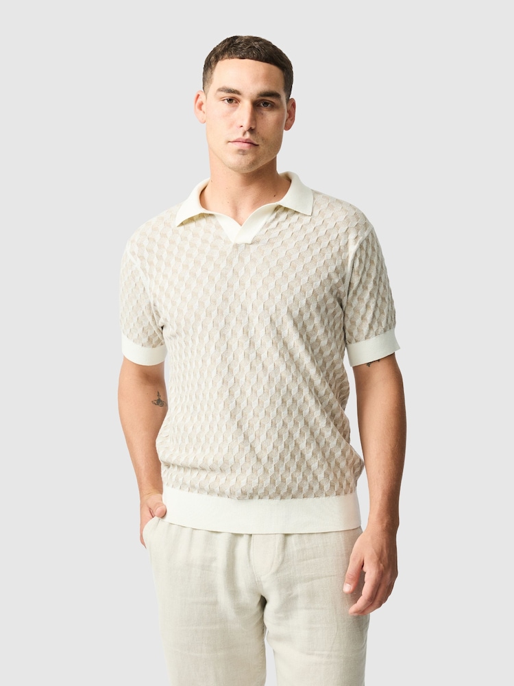Rodd & Gunn Natural Galdfield Knit Polo Shirt - Image 1 of 5