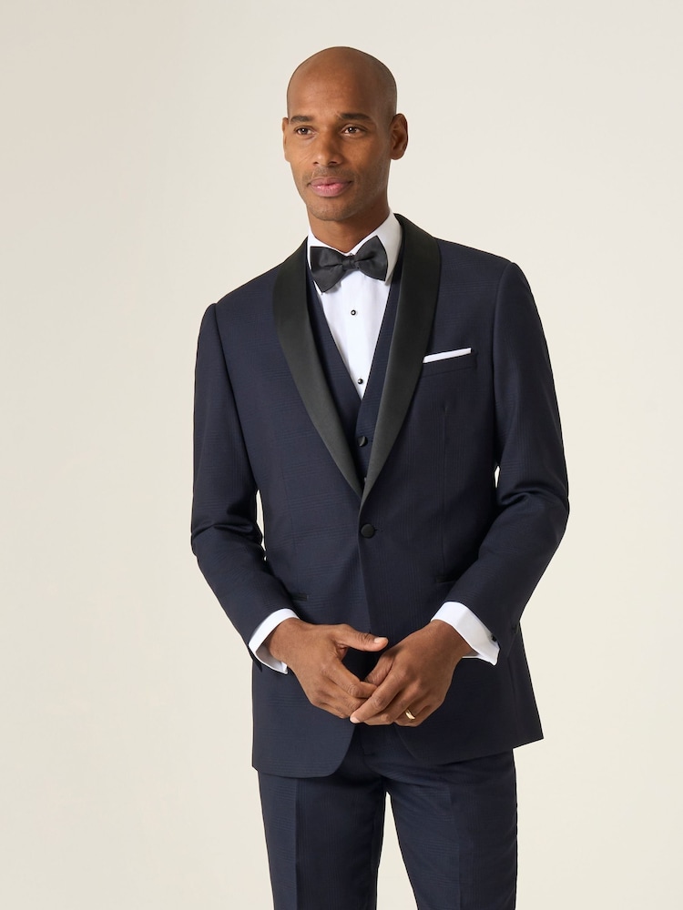 Skopes Blue Tailored Fit Newman Check Suit: Jacket - Image 3 of 6