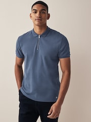 Blue Short Sleeve Textured Polo Shirt - Image 2 of 7