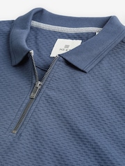 Blue Short Sleeve Textured Polo Shirt - Image 6 of 7