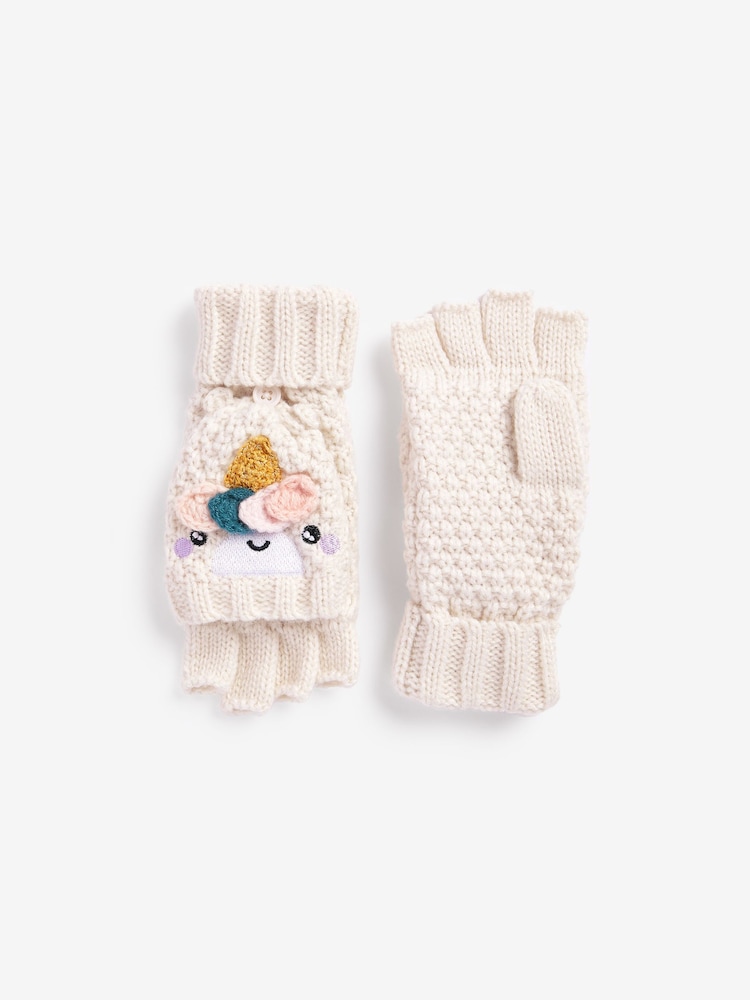 Cream Flip Mitt Unicorn Gloves (3-10yrs) - Image 1 of 1