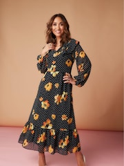 Myleene Klass geblümtes Midikleid, Orange - Bild 1 von 6