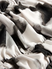 Black/Cream Tie Dye Tummy Control Ruched Bandeau Swimsuit - Image 6 of 6