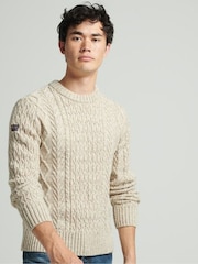 Natur - Superdry Jacob Pullover mit Zopfmuster - Bild 1 von 5