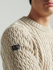 Natur - Superdry Jacob Pullover mit Zopfmuster - Bild 4 von 5