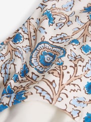 Blue/Cream Woodblock High Leg Bikini Bottoms - Image 6 of 6