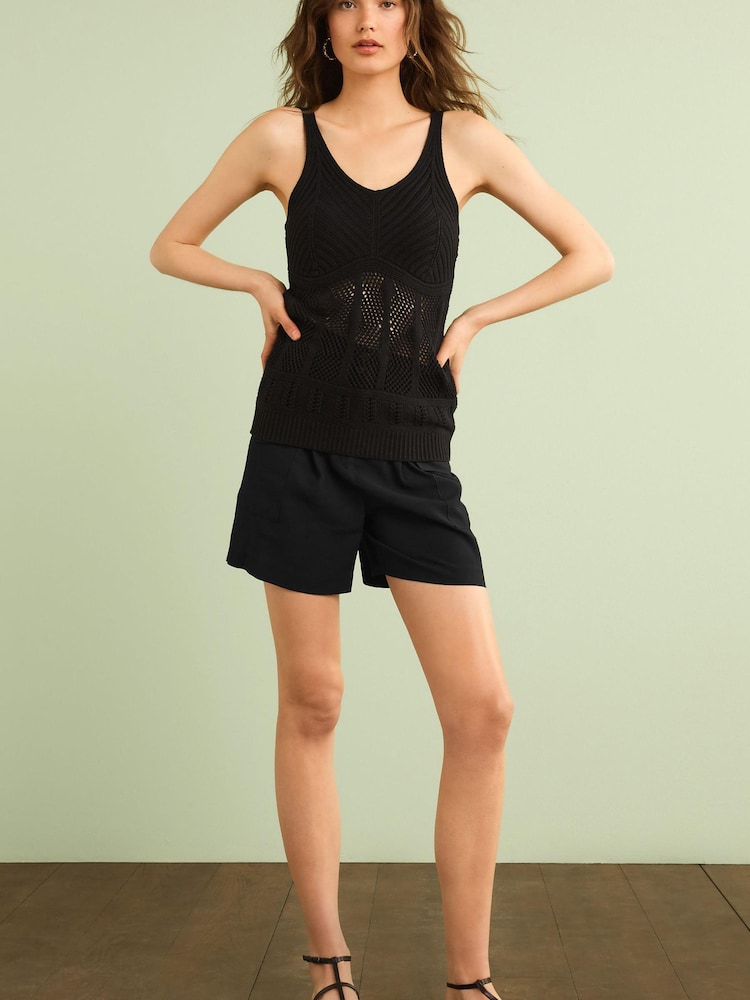 Black Crochet Knit Vest Top - Image 2 of 5 Black Crochet Knit Vest Top - Image 2 of 5