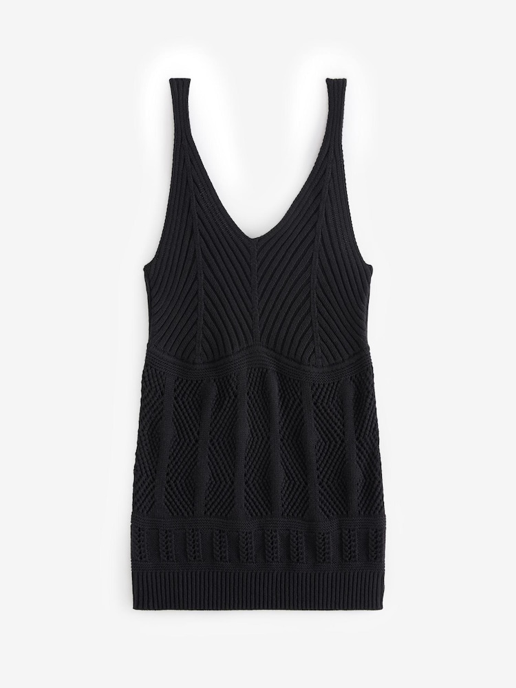 Black Crochet Knit Vest Top - Image 5 of 5 Black Crochet Knit Vest Top - Image 5 of 5