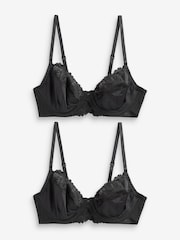Black/Black Non Pad Full Cup Bras 2 Pack - Image 1 of 7