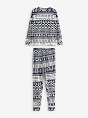 Navy Blue Fairisle Pattern Matching Family Womens Christmas Cotton Pyjamas - Image 6 of 8
