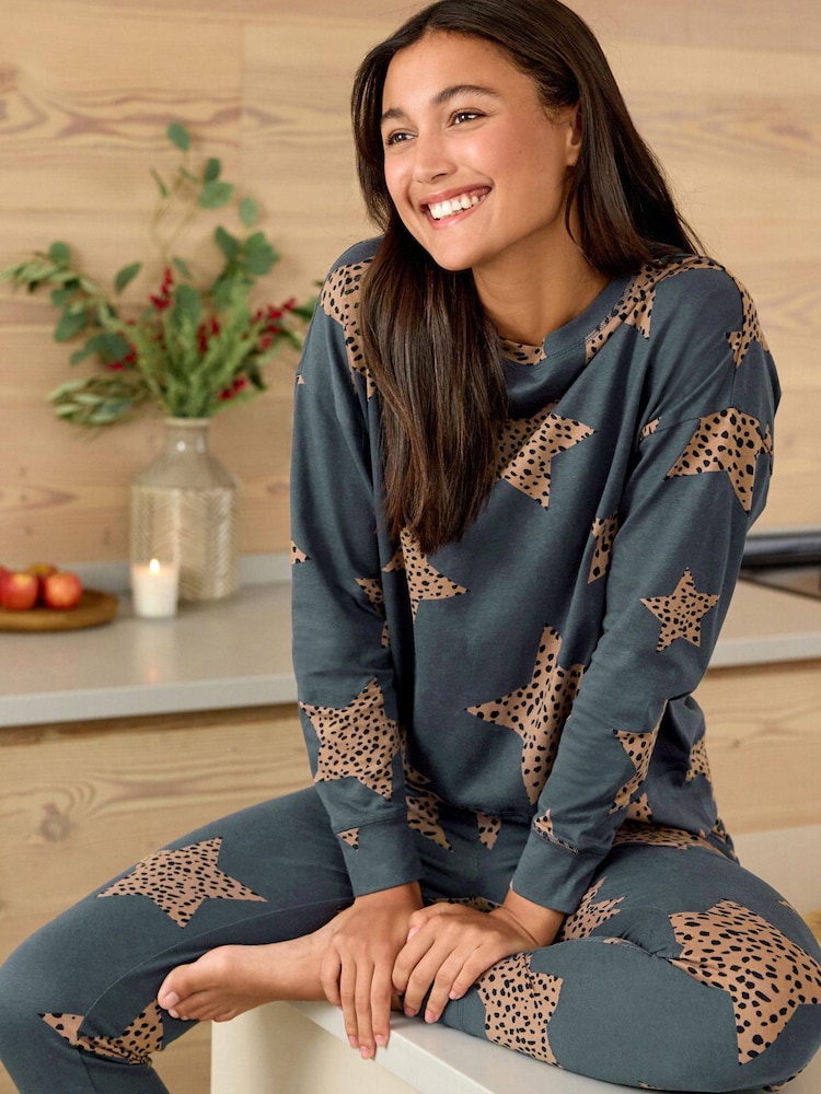 Charcoal Cotton Long Sleeve Pyjamas - Image 1 of 9