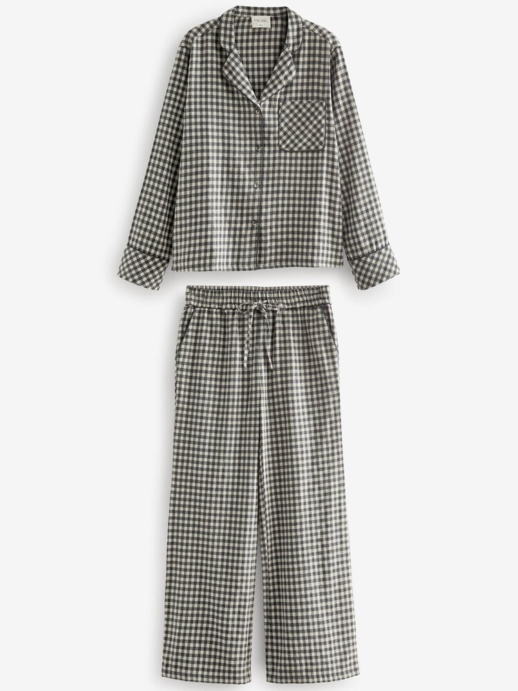 Monochromatyczny - Gingham Flannel Button Through Pyjamas - Image 1 of 4