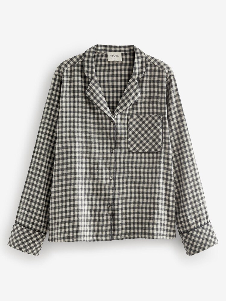 Monochromatyczny - Gingham Flannel Button Through Pyjamas - Image 2 of 4