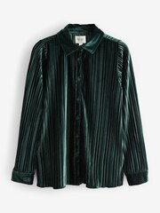 Dark Green Velvet Plissé Button Through Pyjamas - Image 8 of 10