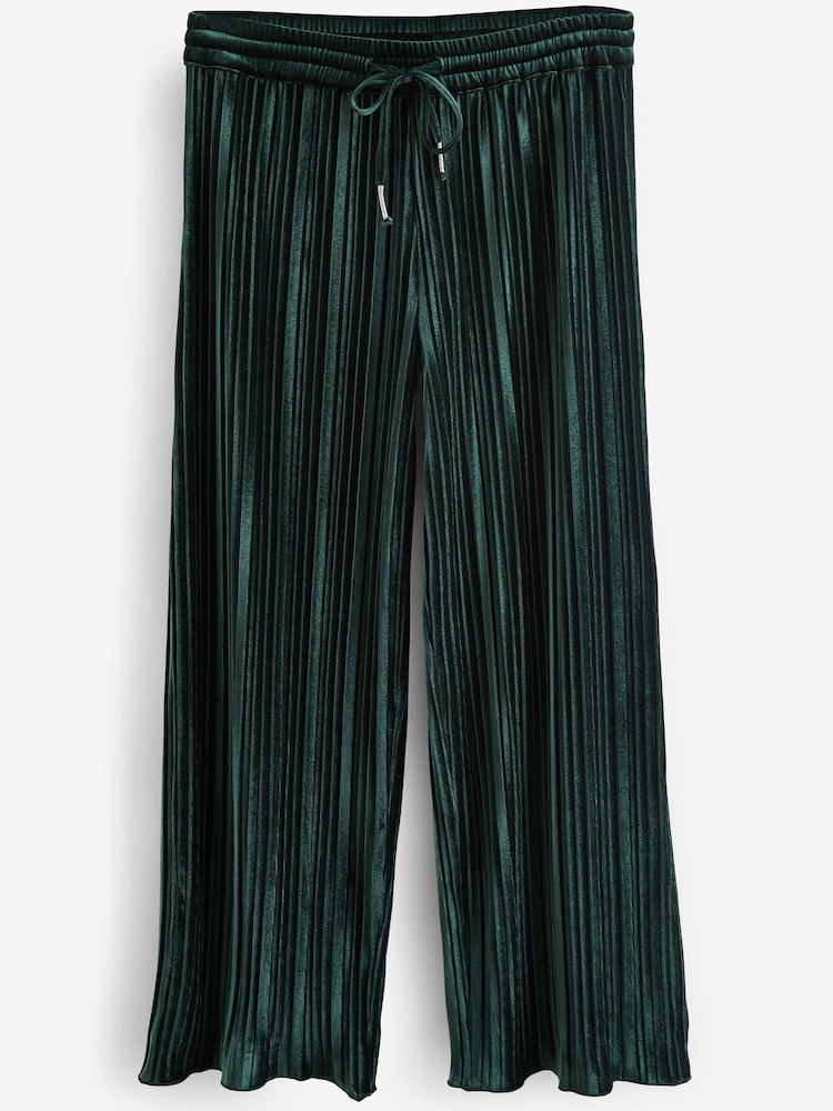 Dark Green Velvet Plissé Button Through Pyjamas - Image 9 of 10