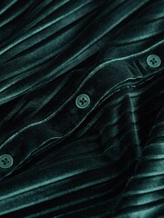 Dark Green Velvet Plissé Button Through Pyjamas - Image 10 of 10