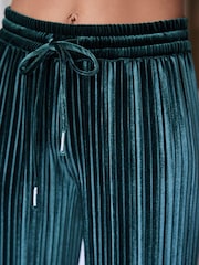Dark Green Velvet Plissé Button Through Pyjamas - Image 6 of 10
