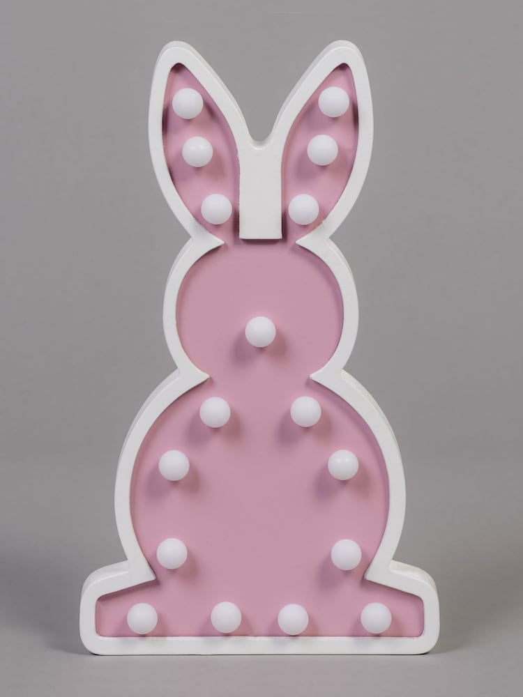 glow Pink Wooden Bunny Table Lamp - Image 2 of 5