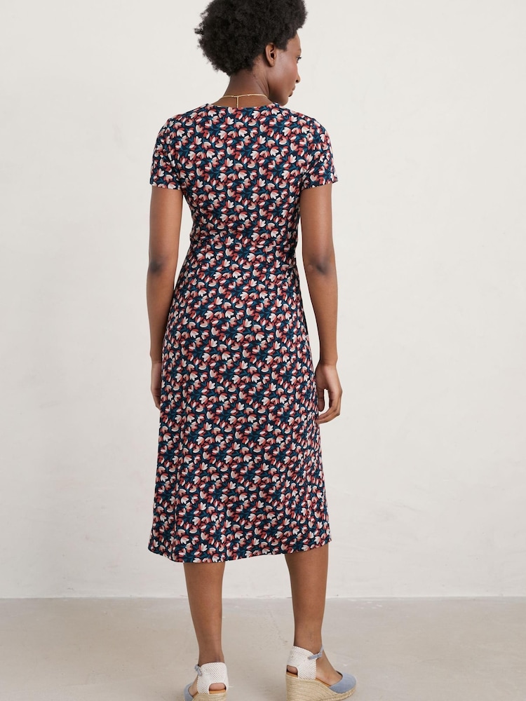 Seasalt Cornwall Blue Seed Packet Short Sleeve Midi Dress - Image 3 of 6