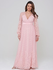 Розовое платье макси с запахом и кружевом Amelia Rose - Image 1 of 9