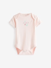 Pink/White Bunny 7 Pack Baby Short Sleeve Bodysuits - Image 2 of 6