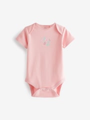Pink/White Bunny 7 Pack Baby Short Sleeve Bodysuits - Image 3 of 6