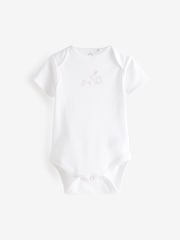 Pink/White Bunny 7 Pack Baby Short Sleeve Bodysuits - Image 4 of 6