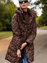 Animal Print Shower Resistant Padded Hooded Coat - Image 1 of 4