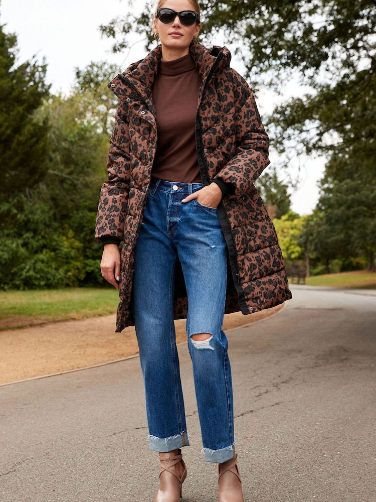 Animal Print Shower Resistant Padded Hooded Coat - Image 2 of 4