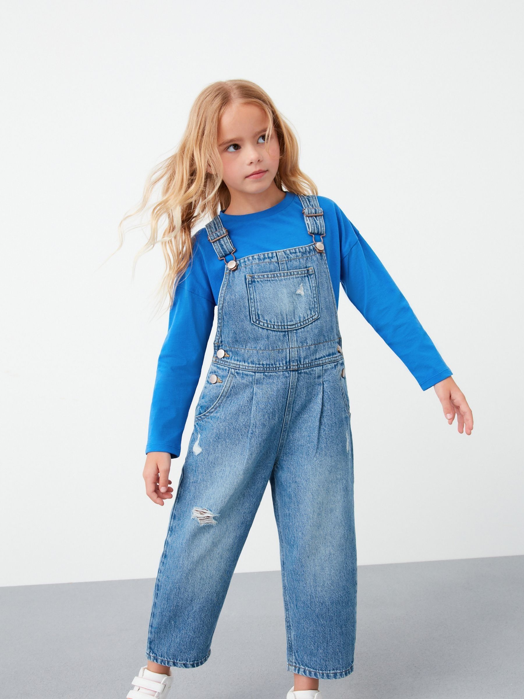 Buy Mid Blue Denim Mom 100 Cotton Dungarees 3 16yrs from Next Austria