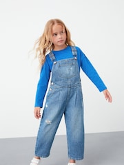Mid Blue Denim Mom 100% Cotton Dungarees (3-16yrs) - Image 1 of 7