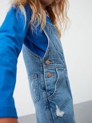 Mid Blue Denim Mom 100% Cotton Dungarees (3-16yrs) - Image 4 of 7