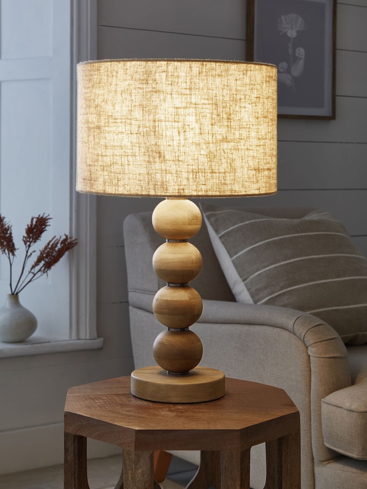 Natural Palmer Wood Table Lamp - Image 1 of 8