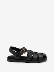 Noir - Sandales en cuir style pêcheur - Image 1 de 5