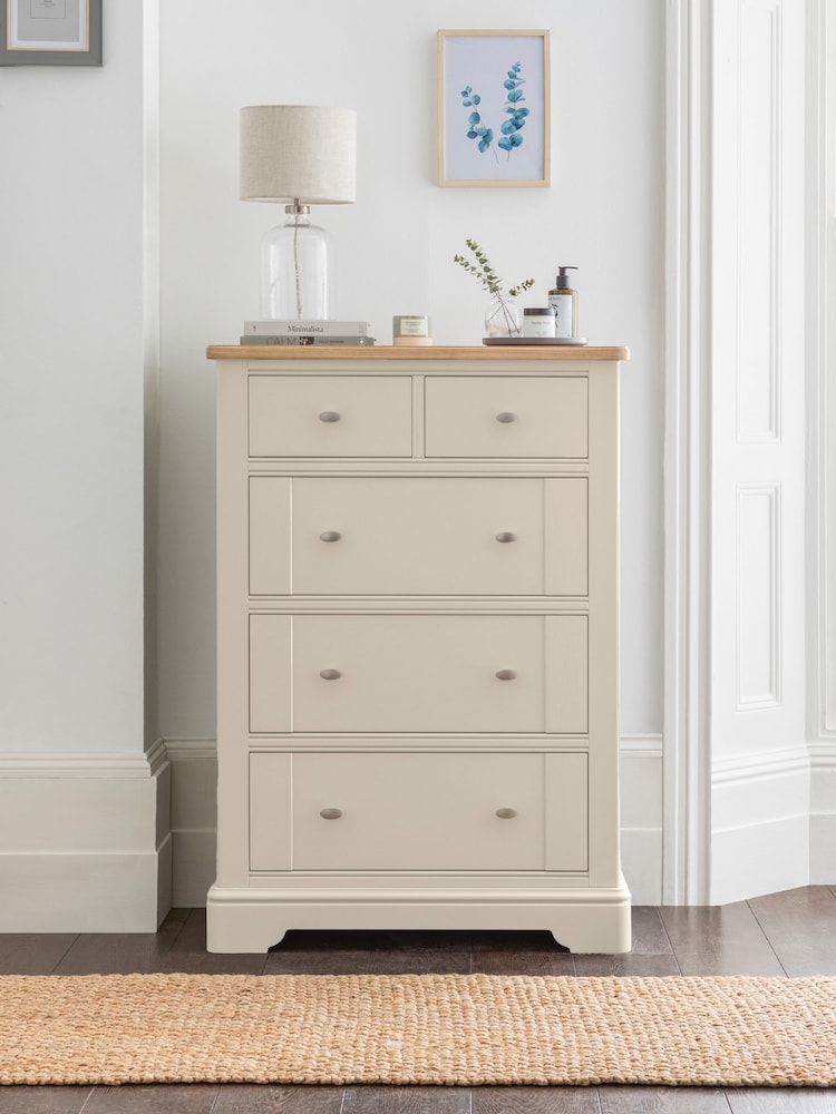 Stone Hampton Painted Oak Collection 5 Drawer Tall Chest Of Drawers - Image 1 of 7