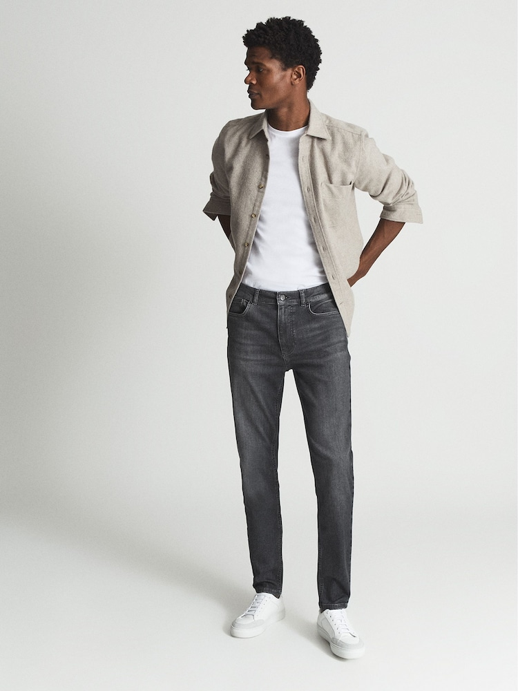 Reiss Washed Grey Harry Slim Fit Washed Jeans - Image 1 of 5